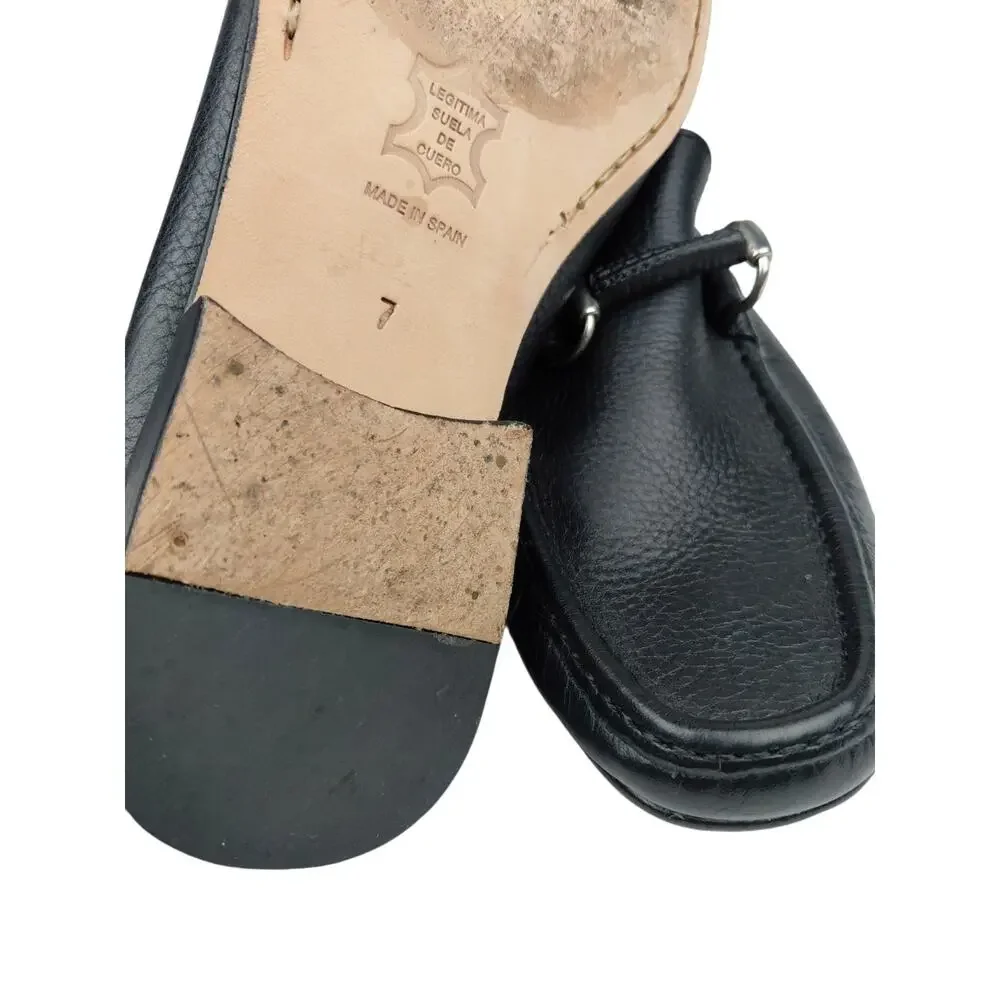 Sandrino Enrico Horsebit Loafer Black Pebble Leather Men’s Size 7 US